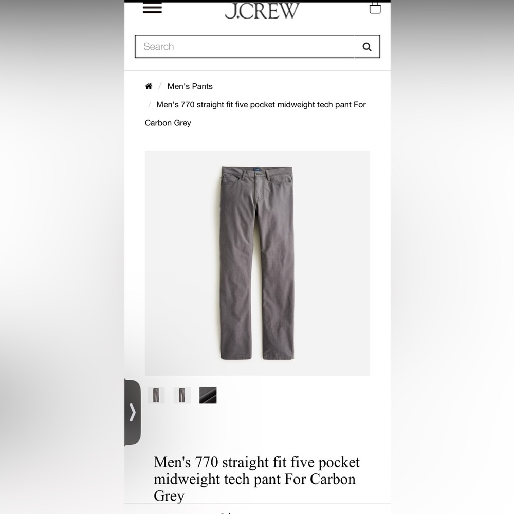 J crew men’s 770 straight fit 5 pocket mid weight tech pant.  NWT